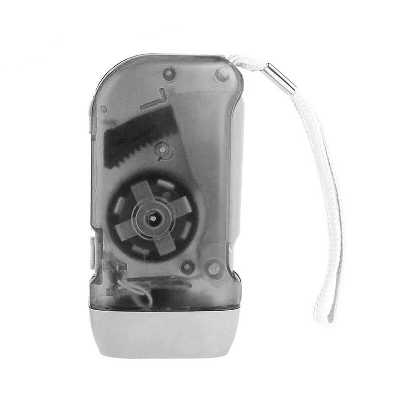 3 LED Hand Pressing Dynamo Crank Power Wind Up Flashlight Torch Light Hand Press Crank Camping Lamp Light for Outdoor Home Doba Grey